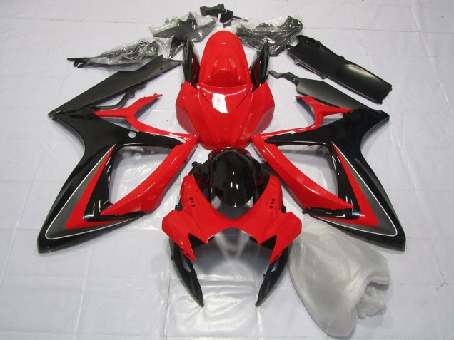 Rojo Negro & Gris 06-07 GSXR 600-750 Carenado Moto Rojo Negro & Gris 06-07 GSXR 600-750 Carenado Moto