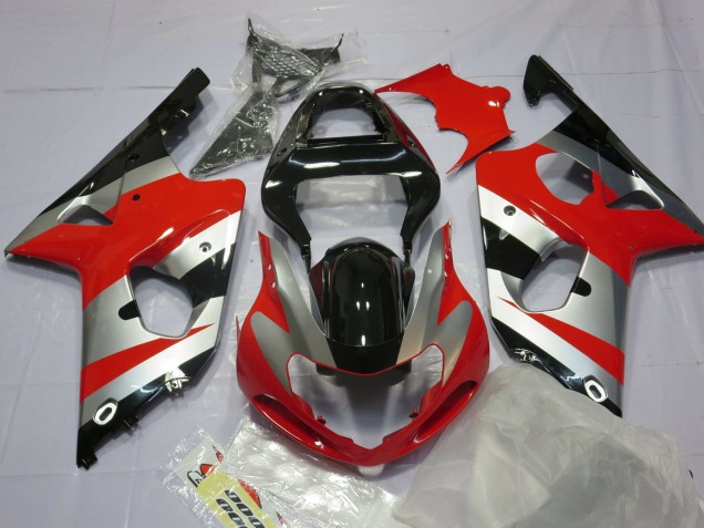 Rojo Plata & Negro 00-02 GSXR 1000 Carenado Moto Rojo Plata & Negro 00-02 GSXR 1000 Carenado Moto