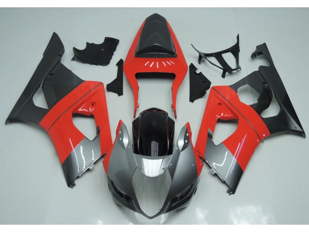Rojo Plata & Negro 03-04 GSXR 1000 Carenado Moto Rojo Plata & Negro 03-04 GSXR 1000 Carenado Moto