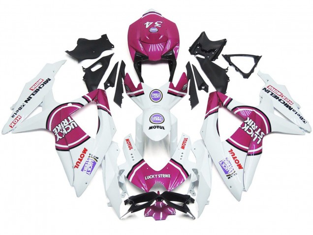 Rosa 34 Lucky Strike 08-10 GSXR 600-750 Carenado Moto Rosa 34 Lucky Strike 08-10 GSXR 600-750 Carenado Moto