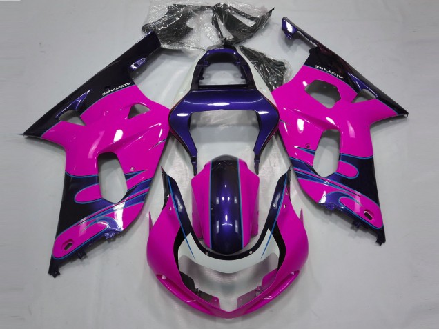 Rosa Brillante & Azul 01-03 GSXR 600-750 Carenado Moto Rosa Brillante & Azul 01-03 GSXR 600-750 Carenado Moto