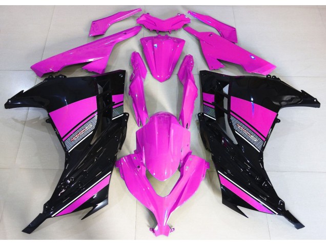 Rosa Fuerte & Negro 13-18 Ninja 300 Carenado Moto Rosa Fuerte & Negro 13-18 Ninja 300 Carenado Moto