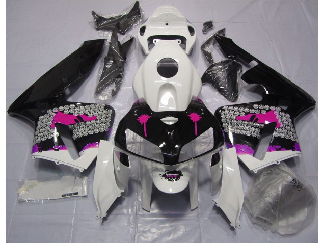 Salpicadura Rosa Sobre Negro Brillante 05-06 CBR600RR Carenado Moto Salpicadura Rosa Sobre Negro Brillante 05-06 CBR600RR Carenado Moto