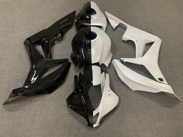 Split Negro Brillo / Blanco 07-08 CBR600RR Carenado Moto Split Negro Brillo / Blanco 07-08 CBR600RR Carenado Moto