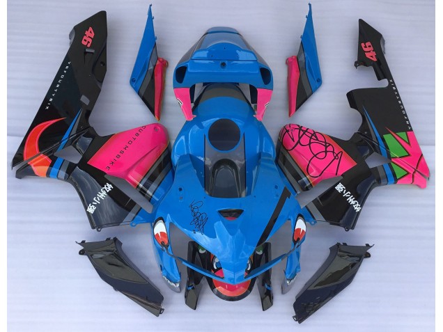 Tiburón Azul & Rosa 05-06 CBR600RR Carenado Moto Tiburón Azul & Rosa 05-06 CBR600RR Carenado Moto