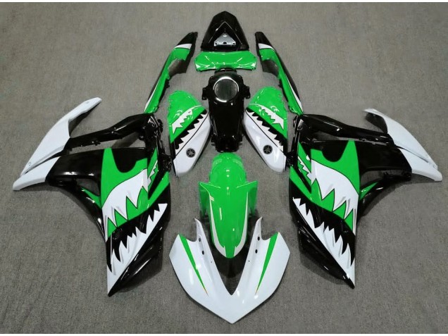 Tiburón Blanco & Verde 15-18 R3 Carenado Moto Tiburón Blanco & Verde 15-18 R3 Carenado Moto