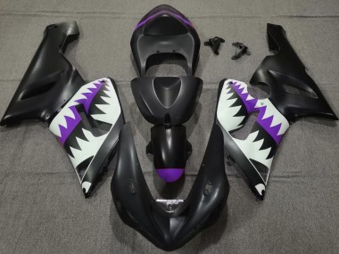 Tiburón Negro Mate & Morado 05-06 ZX6R Carenado Moto