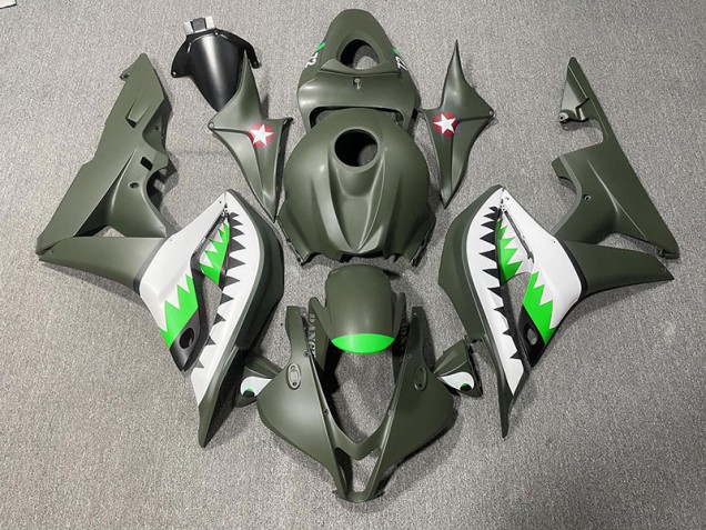 Tiburón Verde Mate & Verde Claro 07-08 CBR600RR Carenado Moto Tiburón Verde Mate & Verde Claro 07-08 CBR600RR Carenado Moto