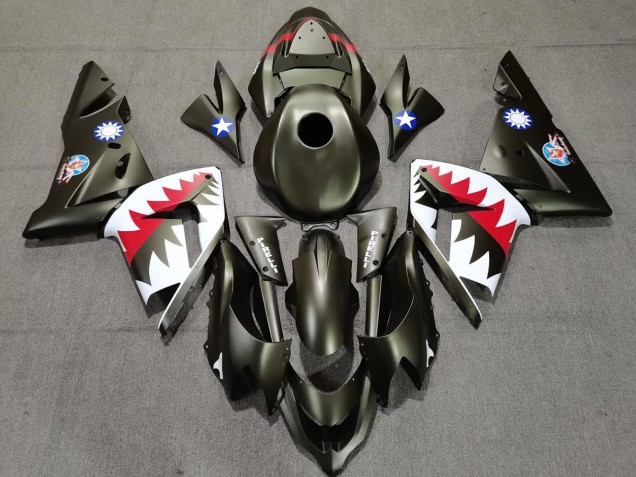 Tiburón Verde Militar 04-05 ZX10R Carenado Moto Tiburón Verde Militar 04-05 ZX10R Carenado Moto