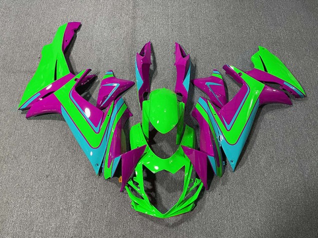 Verde Azul Claro & Magenta 11-24 GSXR 600-750 Carenado Moto Verde Azul Claro & Magenta 11-24 GSXR 600-750 Carenado Moto