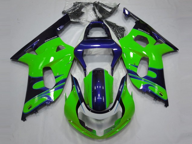 Verde Brillante & Azul 01-03 GSXR 600-750 Carenado Moto Verde Brillante & Azul 01-03 GSXR 600-750 Carenado Moto