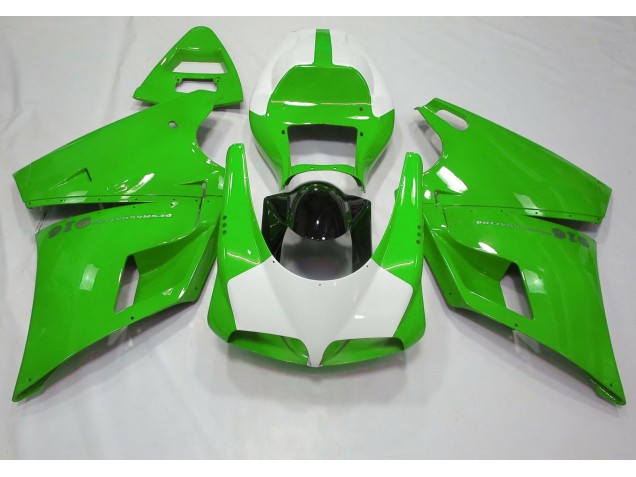 Verde Brillante & Blanco 93-05 Ducati 996 748 916 998 Carenado Moto Verde Brillante & Blanco 93-05 Ducati 996 748 916 998 Carenado Moto