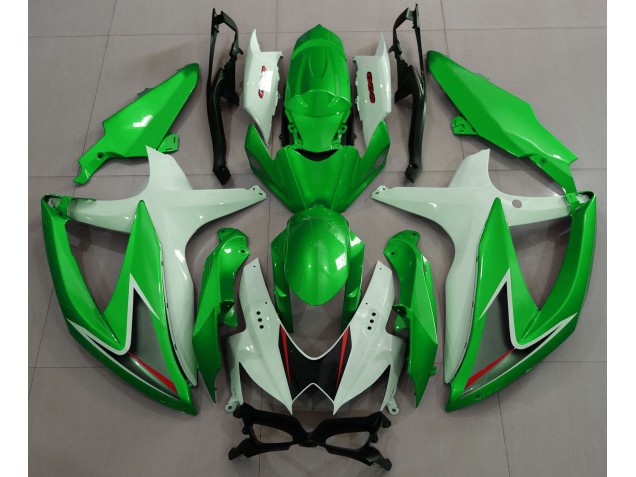Verde Brillante & Blanco 08-10 GSXR 600-750 Carenado Moto