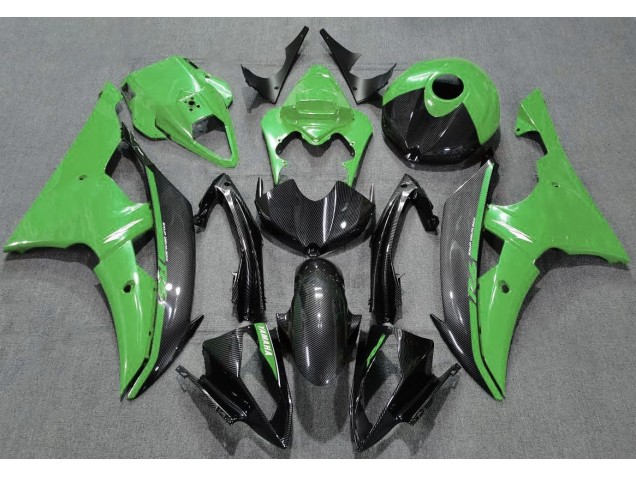 Verde Brillante & Fibra De Carbono 08-16 R6 Carenado Moto Verde Brillante & Fibra De Carbono 08-16 R6 Carenado Moto