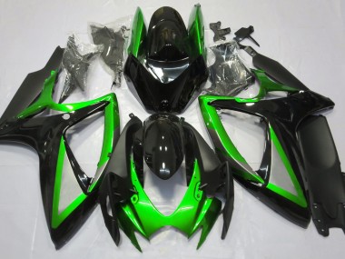 Verde Brillante & Negro 06-07 GSXR 600-750 Carenado Moto