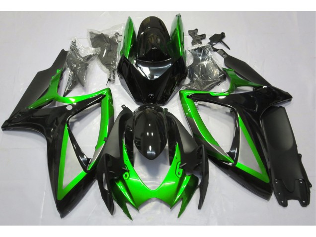 Verde Brillante & Negro 06-07 GSXR 600-750 Carenado Moto Verde Brillante & Negro 06-07 GSXR 600-750 Carenado Moto