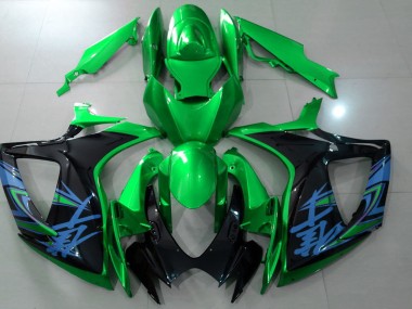 Verde Brillante & Negro 06-07 GSXR 600-750 Carenado Moto