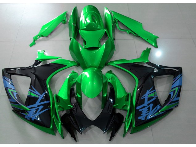 Verde Brillante & Negro 06-07 GSXR 600-750 Carenado Moto Verde Brillante & Negro 06-07 GSXR 600-750 Carenado Moto