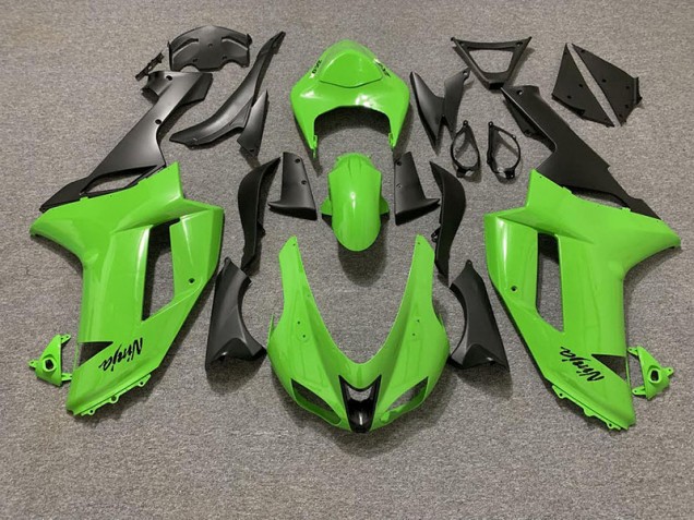 Verde Brillante & Negro Mate 07-08 ZX6R Carenado Moto Verde Brillante & Negro Mate 07-08 ZX6R Carenado Moto