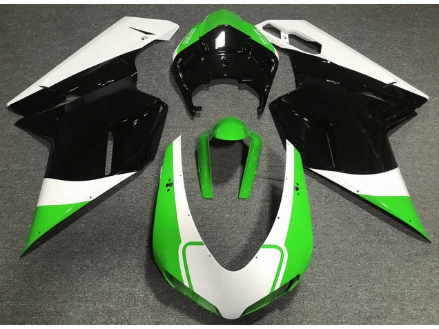 Verde Brillo Blanco & Negro 07-14 Ducati 848 1098 1198 Carenado Moto Verde Brillo Blanco & Negro 07-14 Ducati 848 1098 1198 Carenado Moto