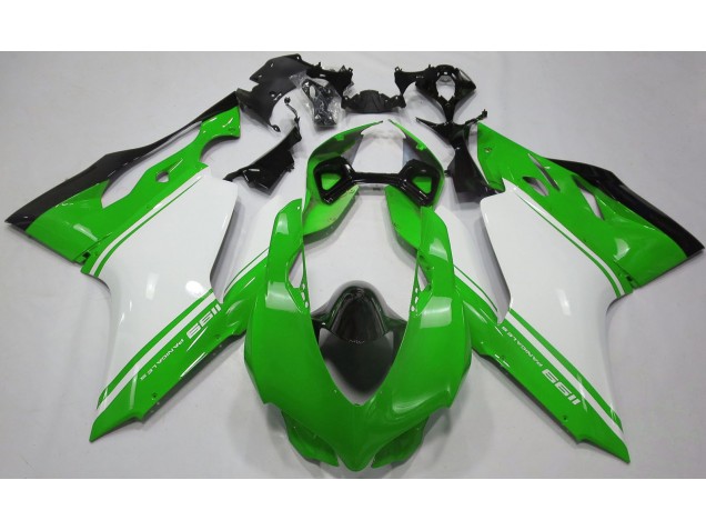 Verde Brillo Blanco & Negro 11-14 Ducati 1199 Carenado Moto Verde Brillo Blanco & Negro 11-14 Ducati 1199 Carenado Moto