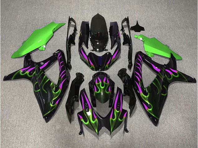 Verde & Magenta Llama 08-10 GSXR 600-750 Carenado Moto Verde & Magenta Llama 08-10 GSXR 600-750 Carenado Moto
