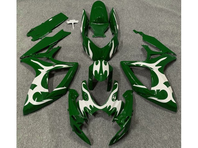 Verde Oscuro & Blanco 06-07 GSXR 600-750 Carenado Moto Verde Oscuro & Blanco 06-07 GSXR 600-750 Carenado Moto