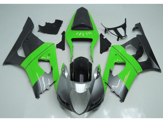 Verde Plata & Negro 03-04 GSXR 1000 Carenado Moto Verde Plata & Negro 03-04 GSXR 1000 Carenado Moto